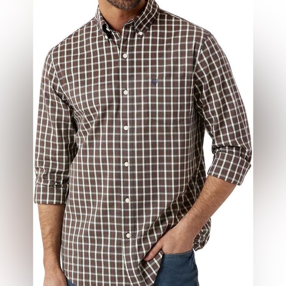 Men’s Chaps Easy Care Flex Plaid Flannel Shirt - Picture 1 of 8